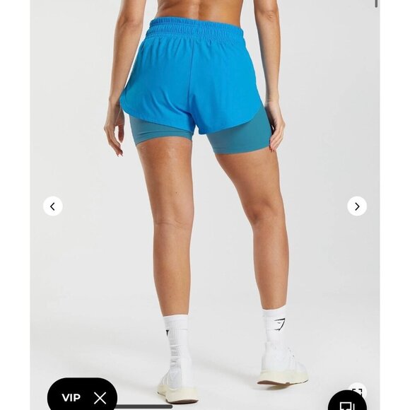 Gymshark Running 2in1 Shorts Electric Blue/Luna Blue NWT - Picture 7 of 7